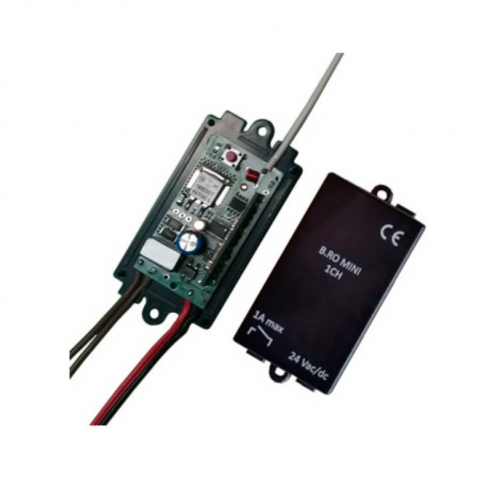 Receptor Allmatic B.RO Mini 1 canal Rolling Code 433 MHz 12/24v ac/dc