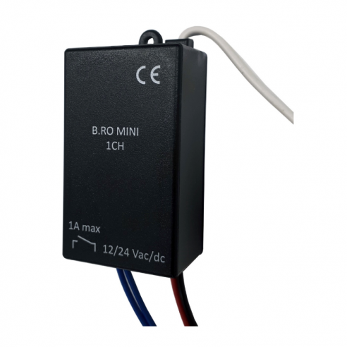 Receptor Allmatic B.RO Mini 1 canal Rolling Code 433 MHz 12/24v ac/dc