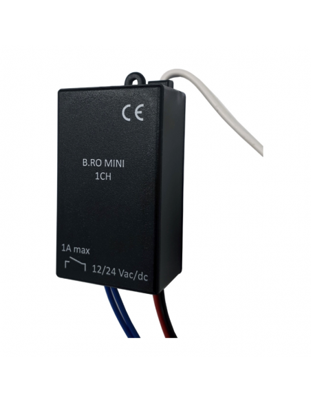 Receptor Allmatic B.RO Mini 1 canal Rolling Code 433 MHz 12/24v ac/dc