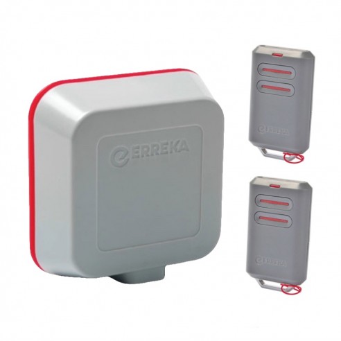 Kit Receptor ERREKA IRIN2S-250 2 canales con 2 mandos KUMA 433 MHz (código fijo)