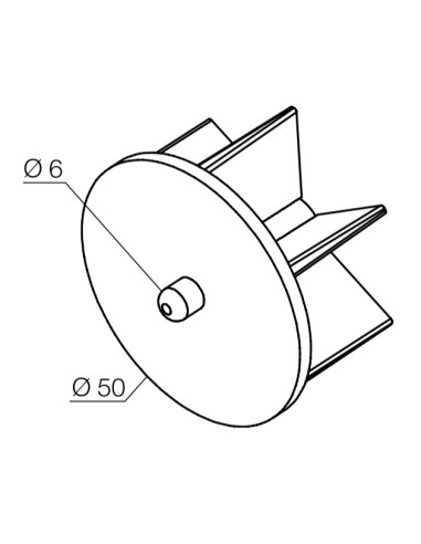 Tapa con perno para rodillo de Ø 50 mm